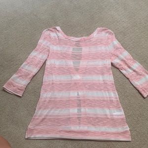 Painted Threads Striped Open Back Top Pink